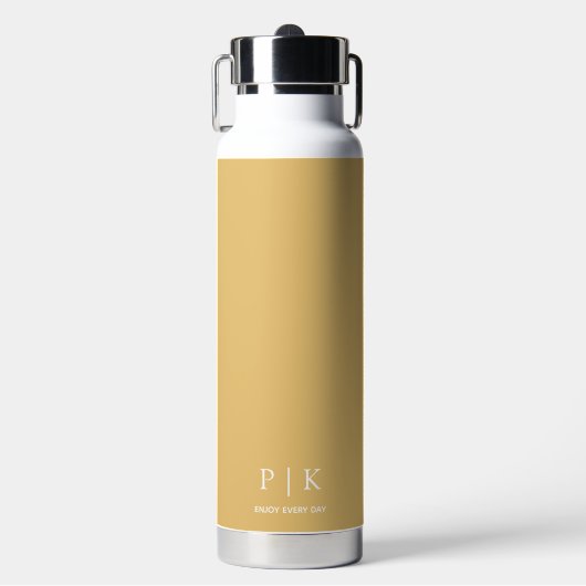 Aangepaste naam Monogram Geel Waterfles (Voorkant)