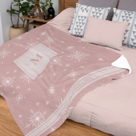 Aangepaste naam & Monogram | Geometrische sneeuwvl Sherpa Deken