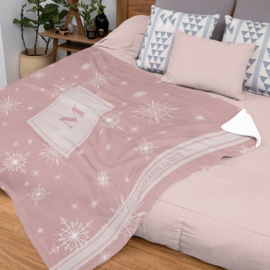Aangepaste naam & Monogram | Geometrische sneeuwvl Sherpa Deken