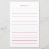 Aangepaste naam Monogram Gevoerd Roze Wit Meisje Briefpapier (Achterkant)