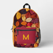 Aangepaste naam & Monogram herfstbladeren Bedrukte Rugzak (Voorkant)