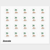 Aangepaste naam monogram huwelijks palmboom nautis ronde sticker (Vel)