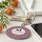 Aangepaste naam Monogram Initiaal Doodle Hearts Sleutelhanger (Zijkant)