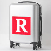 Aangepaste naam Monogram Initiaal Rood Wit Vet Sticker (Koffer)