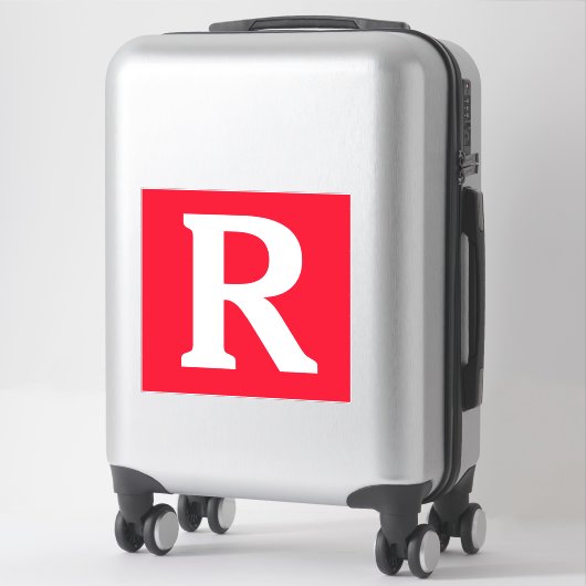 Aangepaste naam Monogram Initiaal Rood Wit Vet Sticker (Koffer)