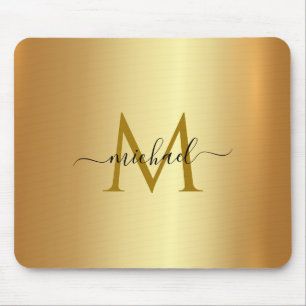 Aangepaste naam monogram initiaal sjabloon goud muismat