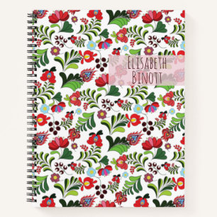 Aangepaste naam Monogram Kalocsa Matyo Patroon Tre Notitieboek