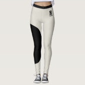Aangepaste naam Monogram Klasse Oatmeal Zwarte Acc Leggings (Voorkant)