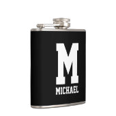Aangepaste naam monogram klein zwart en wit heupfles (Rechts)