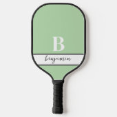 Aangepaste Naam Monogram Lichtgroene Pickleball Pa Pickleball Paddle (Achterkant)