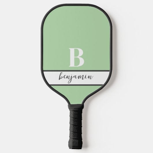 Aangepaste Naam Monogram Lichtgroene Pickleball Pa Pickleball Paddle (Achterkant)