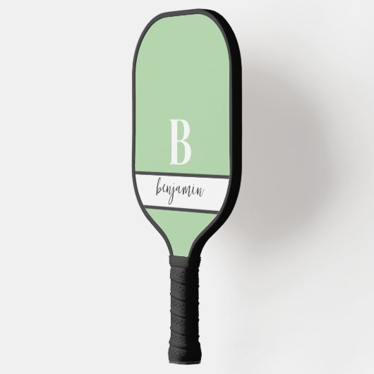 Aangepaste Naam Monogram Lichtgroene Pickleball Pa Pickleball Paddle (Links)