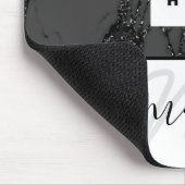 Aangepaste naam monogram marmer Black WHite Muismat (Hoek)