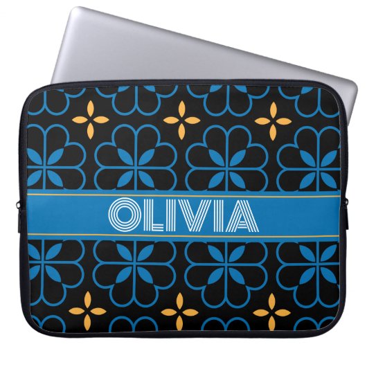 Aangepaste naam Monogram Mediterrane Laptop Sleeve (Voorkant)