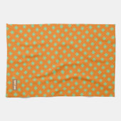 Aangepaste naam monogram modern patroon groen oran theedoek (Horizontaal)