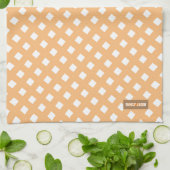 Aangepaste naam monogram modern patroon oranje wit theedoek (Gevouwen)