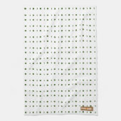 Aangepaste naam monogram modern patroon wit groen theedoek (Verticaal)