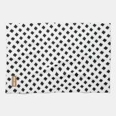 Aangepaste naam monogram modern patroon zwart wit theedoek (Horizontaal)