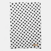 Aangepaste naam monogram modern patroon zwart wit theedoek (Verticaal)
