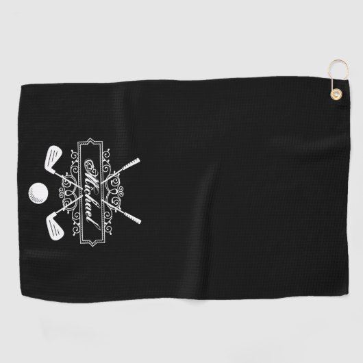 Aangepaste naam Monogram Noodlijdende Typografie Golfhanddoek (Horizontaal)