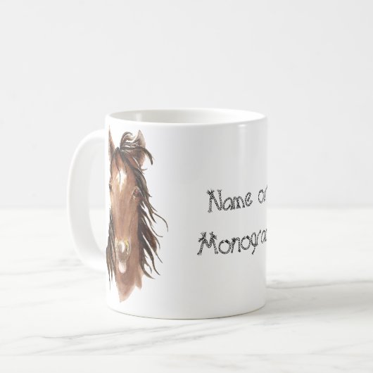 Aangepaste naam Monogram Paard met hoogte Koffiemok (Voorkant links)