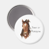 Aangepaste naam Monogram Paard met hoogte Magneet (Voorkant / Achterkant)