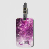 Aangepaste naam Monogram Paarse Ombre Crystals Bagagelabel (Voorkant (verticaal))