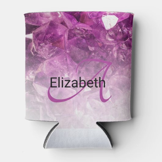Aangepaste naam Monogram Paarse Ombre Crystals Blikjeskoeler (Voorkant)