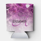 Aangepaste naam Monogram Paarse Ombre Crystals Blikjeskoeler (Achterkant)