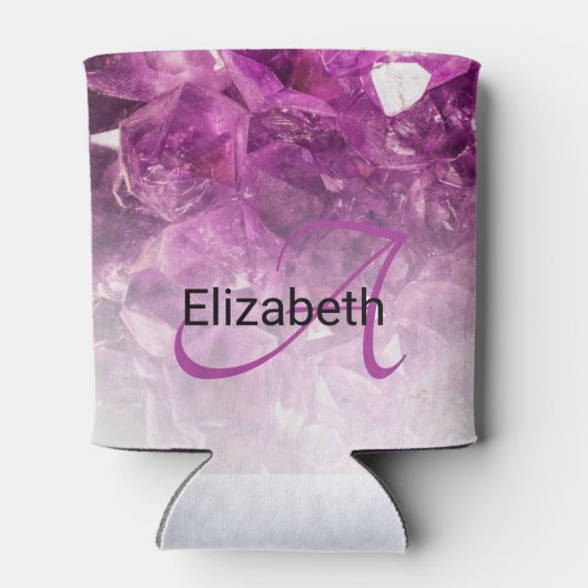 Aangepaste naam Monogram Paarse Ombre Crystals Blikjeskoeler (Achterkant)