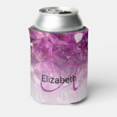 Aangepaste naam Monogram Paarse Ombre Crystals Blikjeskoeler (Blikje Achterkant)