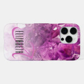 Aangepaste naam Monogram Paarse Ombre Crystals iPhone Hoesje (Achterkant horizontaal)