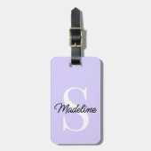 Aangepaste naam Monogram  pasta Lavender Violet Bagagelabel (Voorkant verticaal)