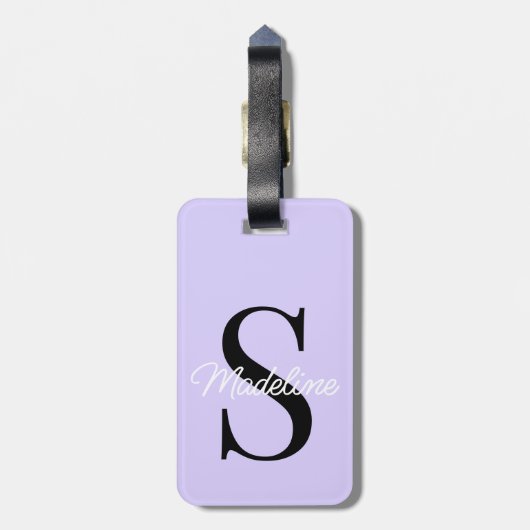 Aangepaste naam Monogram pasta Lavender Violet Bagagelabel (Achterkant verticaal)