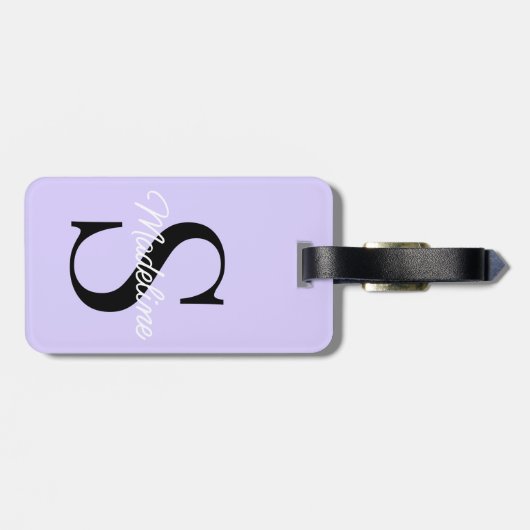 Aangepaste naam Monogram  pasta Lavender Violet Bagagelabel (Achterkant horizontaal)
