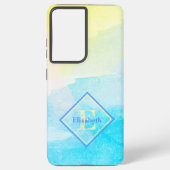 Aangepaste naam Monogram Pastel Cotton Snoep Colou Samsung Galaxy Hoesje (Achterkant)