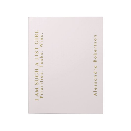Aangepaste naam Monogram Pastel Roze Goud Minimali Notitieblok (Linkerzijde)