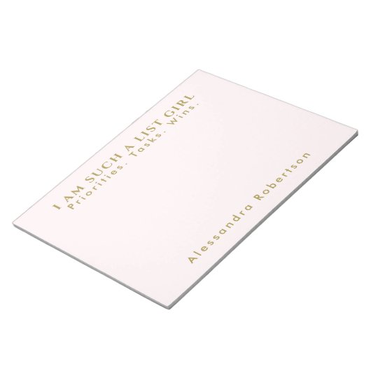 Aangepaste naam Monogram Pastel Roze Goud Minimali Notitieblok (Schuin)