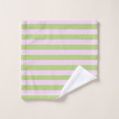 Aangepaste naam Monogram Pastel Roze Groen Striped Bad Handdoek (Wasdoekje)