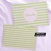 Aangepaste naam Monogram Pastel Roze Groen Striped Kussensloop