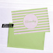 Aangepaste naam Monogram Pastel Roze Groen Striped Kussensloop