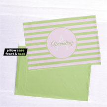 Aangepaste naam Monogram Pastel Roze Groen Striped