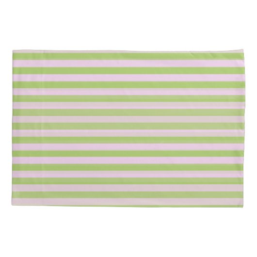 Aangepaste naam Monogram Pastel Roze Groen Striped Kussensloop (Achterkant-Links)