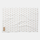 Aangepaste naam: monogram polka stippen wit bruin  theedoek (Horizontaal)