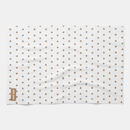 Aangepaste naam: monogram polka stippen wit bruin  theedoek (Horizontaal)