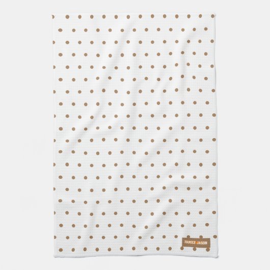 Aangepaste naam: monogram polka stippen wit bruin  theedoek (Verticaal)