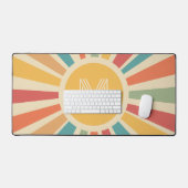 Aangepaste naam & Monogram Retro Stripes Bureaumat (Keyboard & Muis)