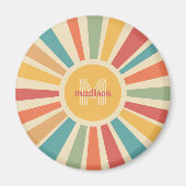 Aangepaste naam & Monogram Retro Stripes Magneet (Voorkant)