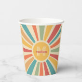 Aangepaste naam & Monogram Retro Stripes Papieren Bekers (Achterkant)