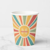 Aangepaste naam & Monogram Retro Stripes Papieren Bekers (Voorkant)